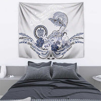 Polynesian Manta Ray Tapestry Blue Floral Turtle Tattoo - Polynesian Pride