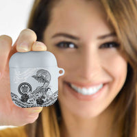 Polynesian Manta Ray AirPods Case Gray Floral Turtle Tattoo - Polynesian Pride