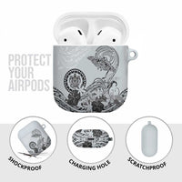 Polynesian Manta Ray AirPods Case Gray Floral Turtle Tattoo - Polynesian Pride