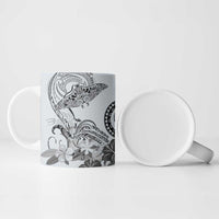 Polynesian Manta Ray Ceramic Mug Gray Floral Turtle Tattoo - Polynesian Pride