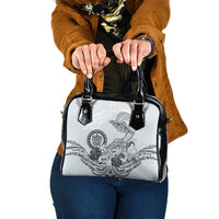 Polynesian Manta Ray Shoulder Handbag Gray Floral Turtle Tattoo - Polynesian Pride