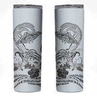 Polynesian Manta Ray Skinny Tumbler Gray Floral Turtle Tattoo - Polynesian Pride
