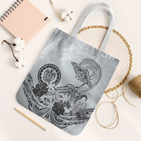 Polynesian Manta Ray Tote Bag Gray Floral Turtle Tattoo - Polynesian Pride
