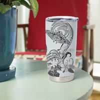 Polynesian Manta Ray Tumbler Cup Gray Floral Turtle Tattoo - Polynesian Pride