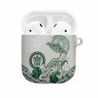 Polynesian Manta Ray AirPods Case Green Floral Turtle Tattoo - Polynesian Pride