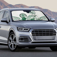 Polynesian Manta Ray Auto Sun Shade Green Floral Turtle Tattoo - Polynesian Pride