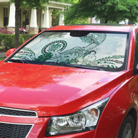 Polynesian Manta Ray Auto Sun Shade Green Floral Turtle Tattoo - Polynesian Pride