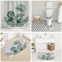 Polynesian Manta Ray Bathroom Set Green Floral Turtle Tattoo - Polynesian Pride