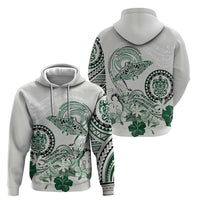 Polynesian Manta Ray Hoodie Green Floral Turtle Tattoo - Polynesian Pride