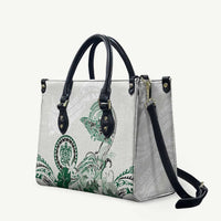 Polynesian Manta Ray Leather Bag Green Floral Turtle Tattoo - Polynesian Pride