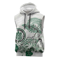 Polynesian Manta Ray Sleeveless Hoodie Green Floral Turtle Tattoo - Polynesian Pride