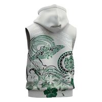 Polynesian Manta Ray Sleeveless Hoodie Green Floral Turtle Tattoo - Polynesian Pride