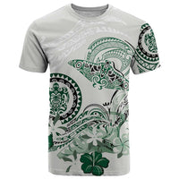 Polynesian Manta Ray T Shirt Green Floral Turtle Tattoo - Polynesian Pride