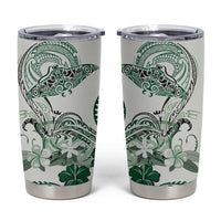 Polynesian Manta Ray Tumbler Cup Green Floral Turtle Tattoo - Polynesian Pride