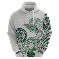 Polynesian Manta Ray Zip Hoodie Green Floral Turtle Tattoo - Polynesian Pride
