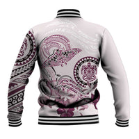 Polynesian Manta Ray Baseball Jacket Pink Floral Turtle Tattoo - Polynesian Pride