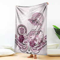 Polynesian Manta Ray Blanket Pink Floral Turtle Tattoo - Polynesian Pride