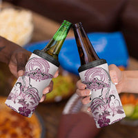 Polynesian Manta Ray 4 in 1 Can Cooler Tumbler Pink Floral Turtle Tattoo - Polynesian Pride