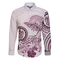 Polynesian Manta Ray Family Matching Puletasi and Hawaiian Shirt Pink Floral Turtle Tattoo - Polynesian Pride