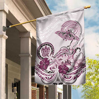 Polynesian Manta Ray Garden Flag Pink Floral Turtle Tattoo - Polynesian Pride