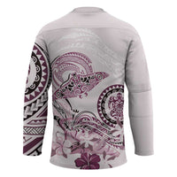 Polynesian Manta Ray Hockey Jersey Pink Floral Turtle Tattoo - Polynesian Pride