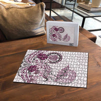 Polynesian Manta Ray Puzzle Pink Floral Turtle Tattoo - Polynesian Pride