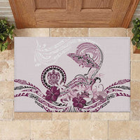 Polynesian Manta Ray Rubber Doormat Pink Floral Turtle Tattoo - Polynesian Pride