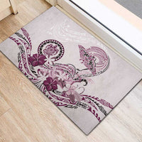Polynesian Manta Ray Rubber Doormat Pink Floral Turtle Tattoo - Polynesian Pride