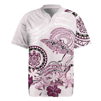 Polynesian Manta Ray Rugby Jersey Pink Floral Turtle Tattoo - Polynesian Pride