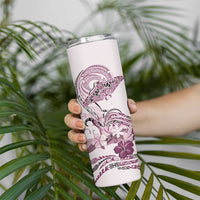 Polynesian Manta Ray Skinny Tumbler Pink Floral Turtle Tattoo - Polynesian Pride