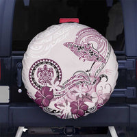 Polynesian Manta Ray Spare Tire Cover Pink Floral Turtle Tattoo - Polynesian Pride