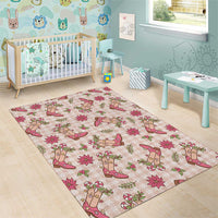 Beige Paniolo Palaka Hawaiian Cowgirl Christmas Area Rug - Polynesian Pride