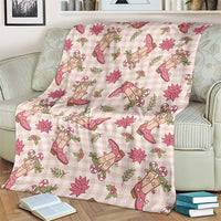 Beige Paniolo Palaka Hawaiian Cowgirl Christmas Blanket - Polynesian Pride