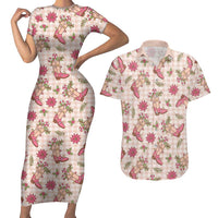 Beige Paniolo Palaka Hawaiian Cowgirl Christmas Couples Matching Short Sleeve Bodycon Dress and Hawaiian Shirt LT9 Beige - Polynesian Pride