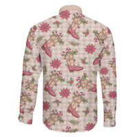 Beige Paniolo Palaka Hawaiian Cowgirl Christmas Family Matching Long Sleeve Bodycon Dress and Hawaiian Shirt LT9 - Polynesian Pride