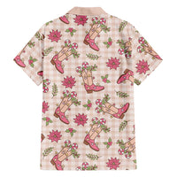 Beige Paniolo Palaka Hawaiian Cowgirl Christmas Family Matching Short Sleeve Bodycon Dress and Hawaiian Shirt LT9 - Polynesian Pride