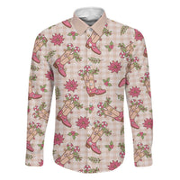 Beige Paniolo Palaka Hawaiian Cowgirl Christmas Family Matching Short Sleeve Bodycon Dress and Hawaiian Shirt LT9 Dad's Shirt - Long Sleeve Beige - Polynesian Pride