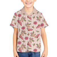 Beige Paniolo Palaka Hawaiian Cowgirl Christmas Kid Hawaiian Shirt - Polynesian Pride