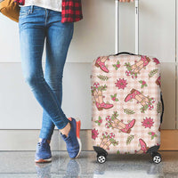 Beige Paniolo Palaka Hawaiian Cowgirl Christmas Luggage Cover - Polynesian Pride