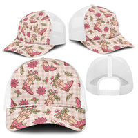 Beige Paniolo Palaka Hawaiian Cowgirl Christmas Mesh Trucker Cap - Polynesian Pride