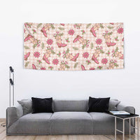 Beige Paniolo Palaka Hawaiian Cowgirl Christmas Tapestry - Polynesian Pride