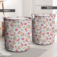Gray Paniolo Palaka Hawaiian Cowgirl Christmas Laundry Basket LT9 - Polynesian Pride