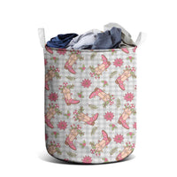 Gray Paniolo Palaka Hawaiian Cowgirl Christmas Laundry Basket LT9 - Polynesian Pride