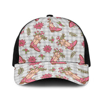 Gray Paniolo Palaka Hawaiian Cowgirl Christmas Baseball Net Cap LT9 One Size Black Gray - Polynesian Pride