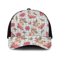 Gray Paniolo Palaka Hawaiian Cowgirl Christmas Baseball Net Cap - Polynesian Pride