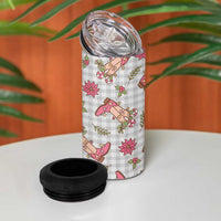 Gray Paniolo Palaka Hawaiian Cowgirl Christmas 4 in 1 Can Cooler Tumbler - Polynesian Pride