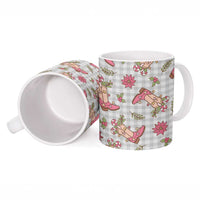 Gray Paniolo Palaka Hawaiian Cowgirl Christmas Ceramic Mug - Polynesian Pride