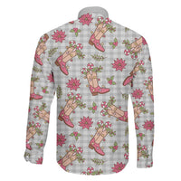 Gray Paniolo Palaka Hawaiian Cowgirl Christmas Family Matching Puletasi and Hawaiian Shirt - Polynesian Pride