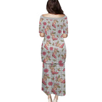 Gray Paniolo Palaka Hawaiian Cowgirl Christmas Family Matching Puletasi and Hawaiian Shirt - Polynesian Pride