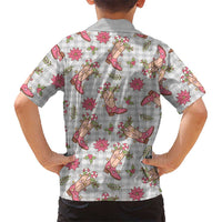 Gray Paniolo Palaka Hawaiian Cowgirl Christmas Family Matching Summer Maxi Dress and Hawaiian Shirt LT9 - Polynesian Pride